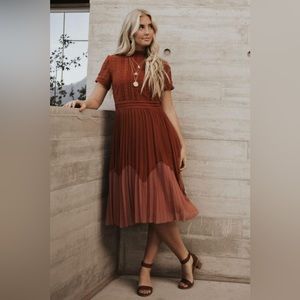 SOLD ❌BOHME- Sophia Color block dress in Rust